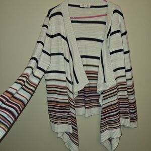 Pink Rose Multicolor Striped Cardigan